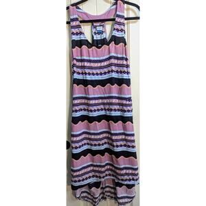 Kavu Size M Jocelyn Dress Racerback Viscose Hi Lo Pocket Tribal Resortwear